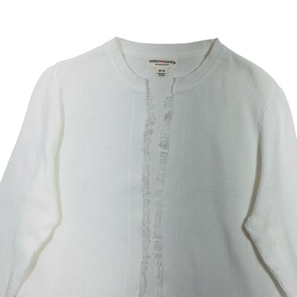 white open frayed cardigan size medium Cotton Country - Picture 4 of 13